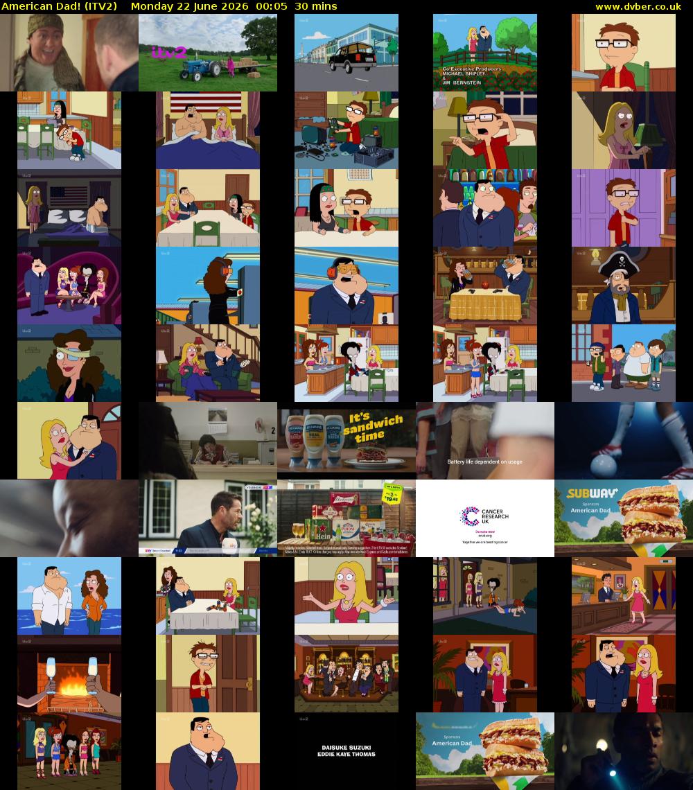 American Dad! (ITV2) Monday 22 June 2026 00:05 - 00:35