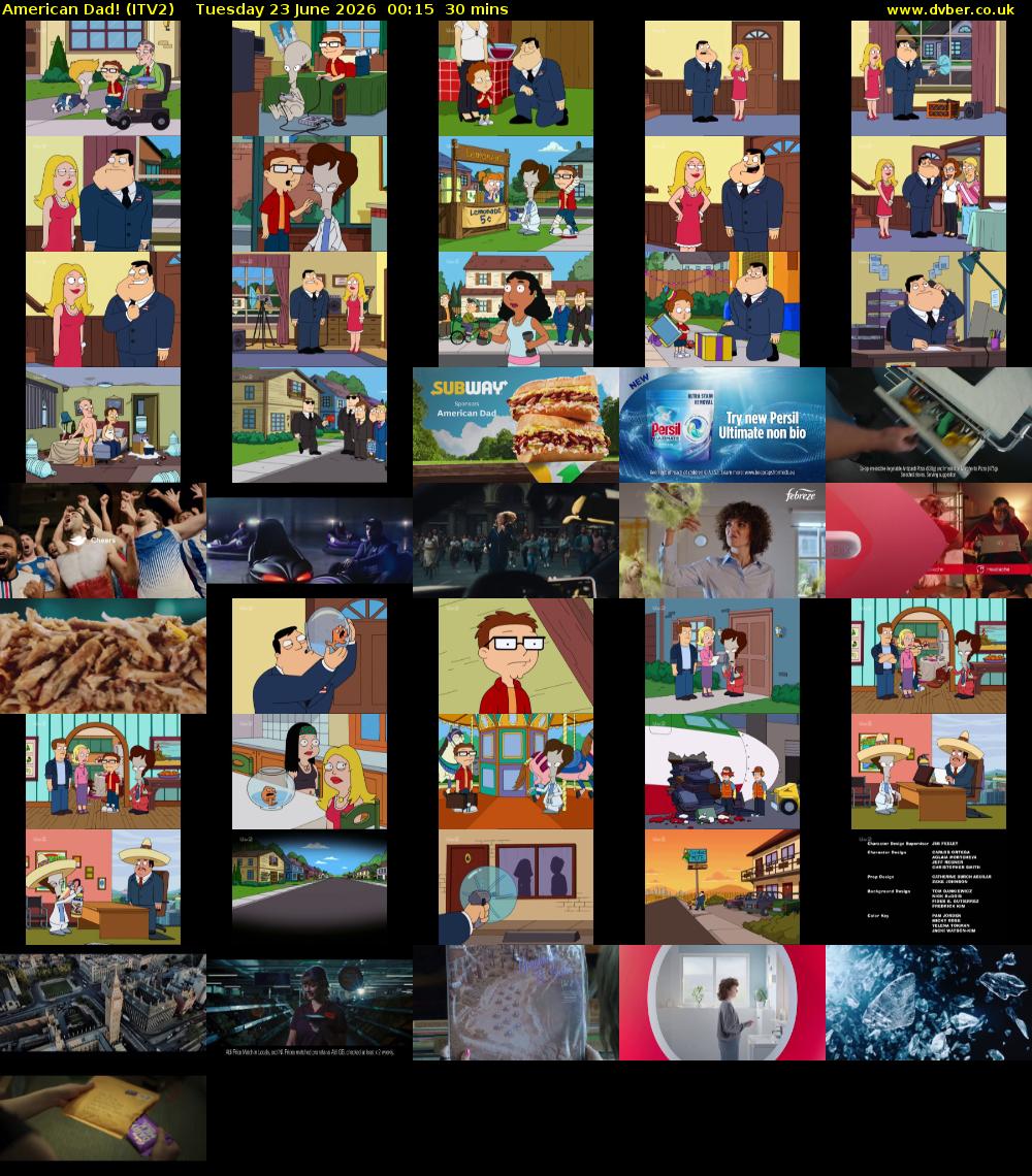 American Dad! (ITV2) Tuesday 23 June 2026 00:15 - 00:45