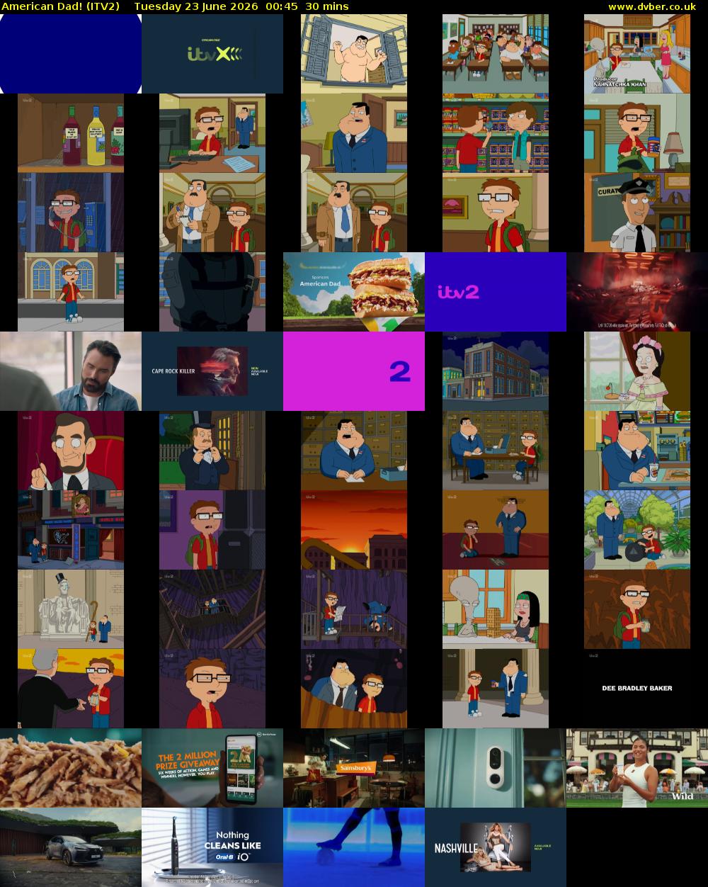 American Dad! (ITV2) Tuesday 23 June 2026 00:45 - 01:15