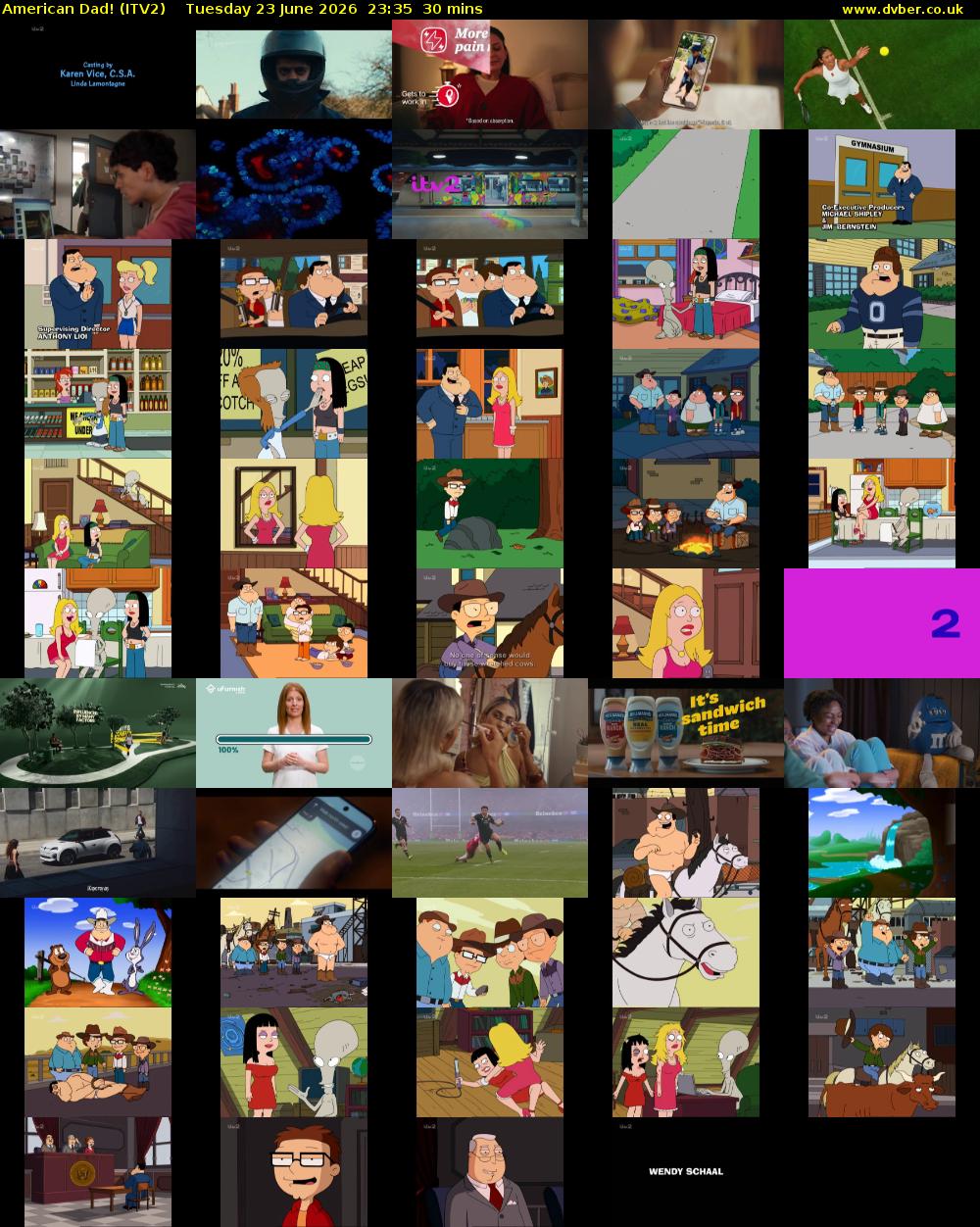 American Dad! (ITV2) Tuesday 23 June 2026 23:35 - 00:05