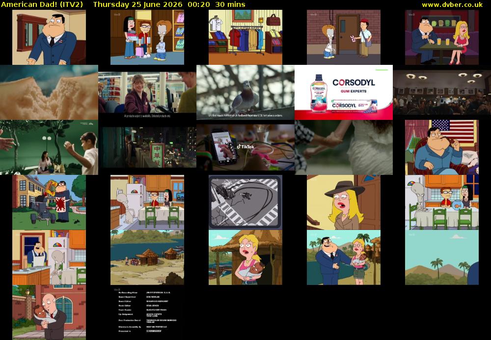 American Dad! (ITV2) Thursday 25 June 2026 00:20 - 00:50