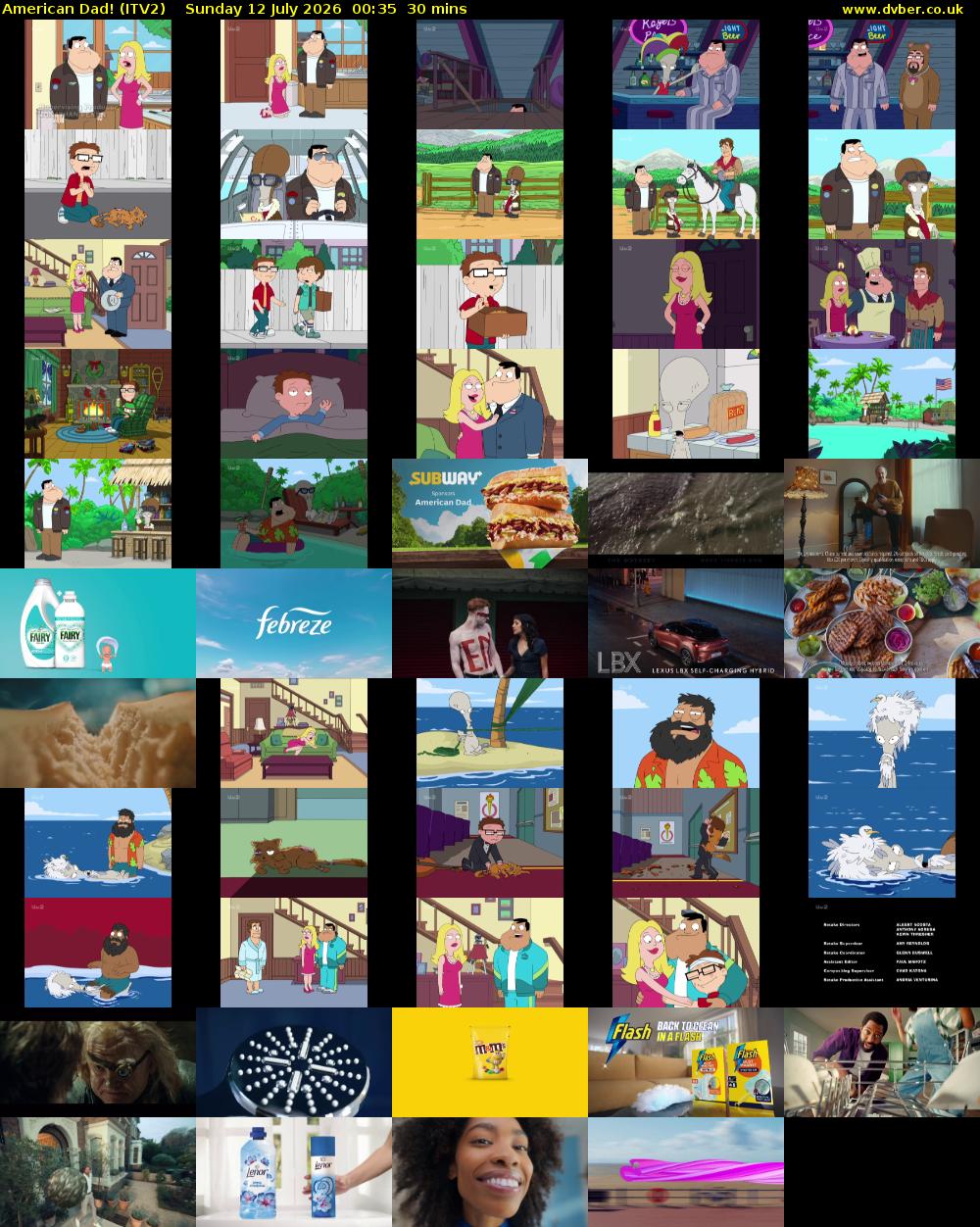 American Dad! (ITV2) Sunday 12 July 2026 00:35 - 01:05