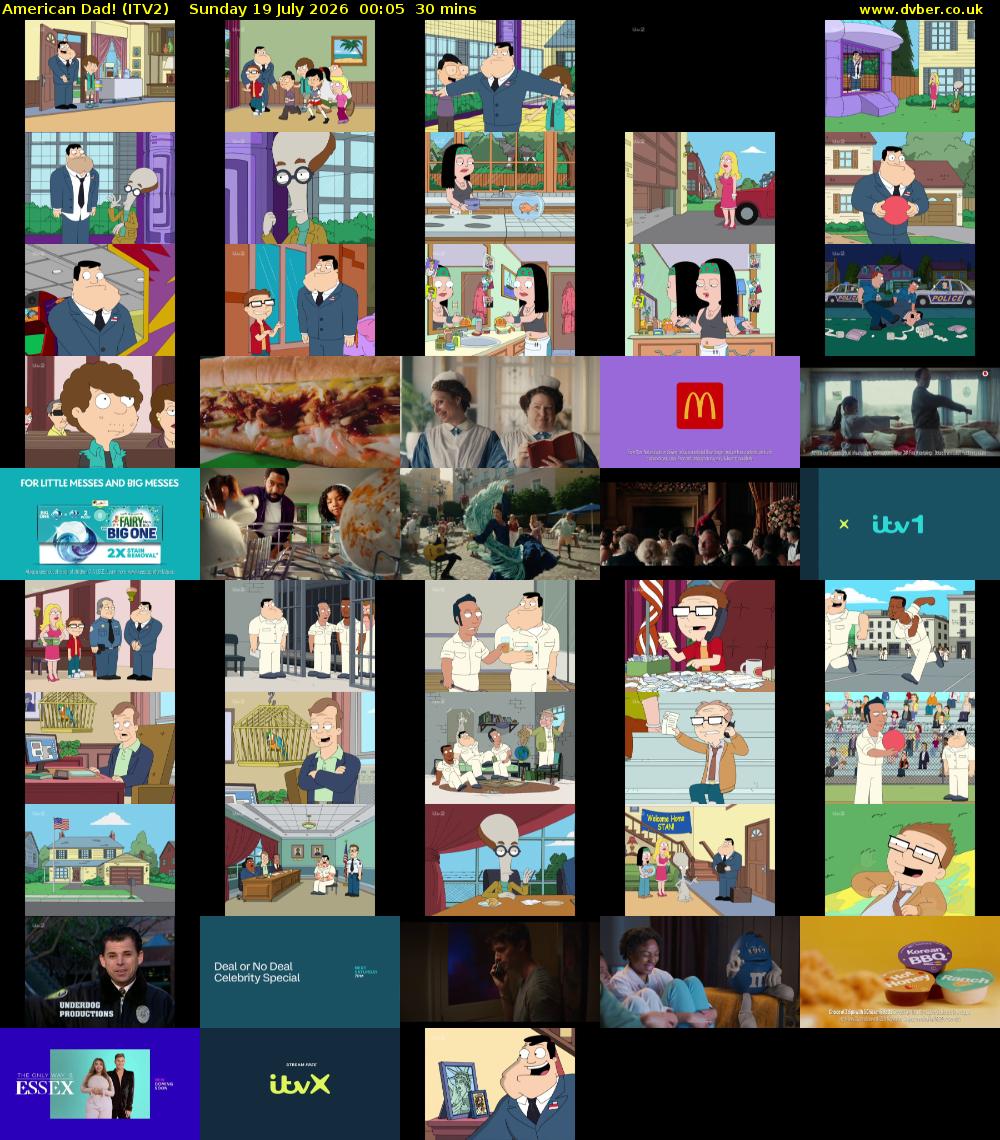 American Dad! (ITV2) Sunday 19 July 2026 00:05 - 00:35