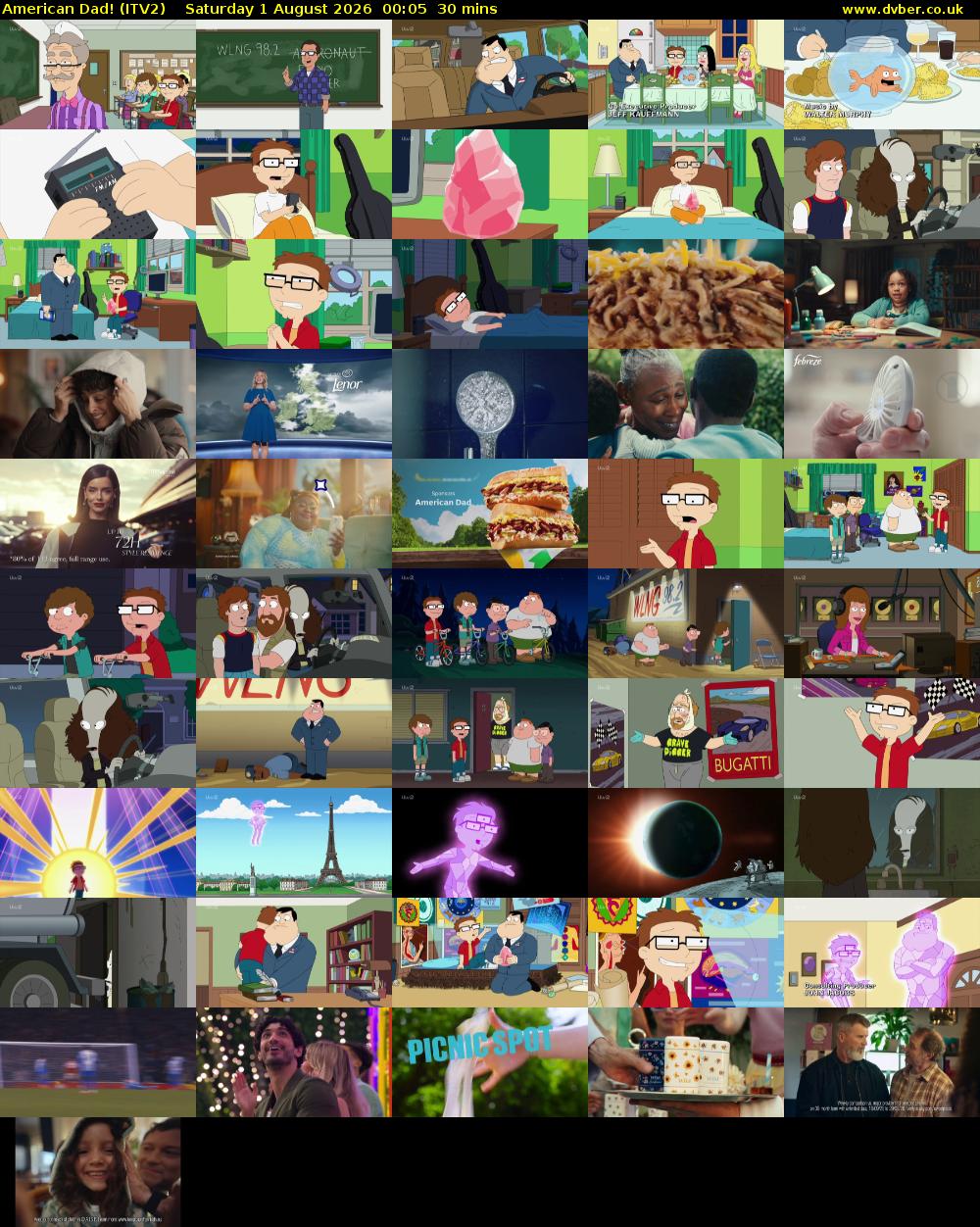 American Dad! (ITV2) Saturday 1 August 2026 00:05 - 00:35