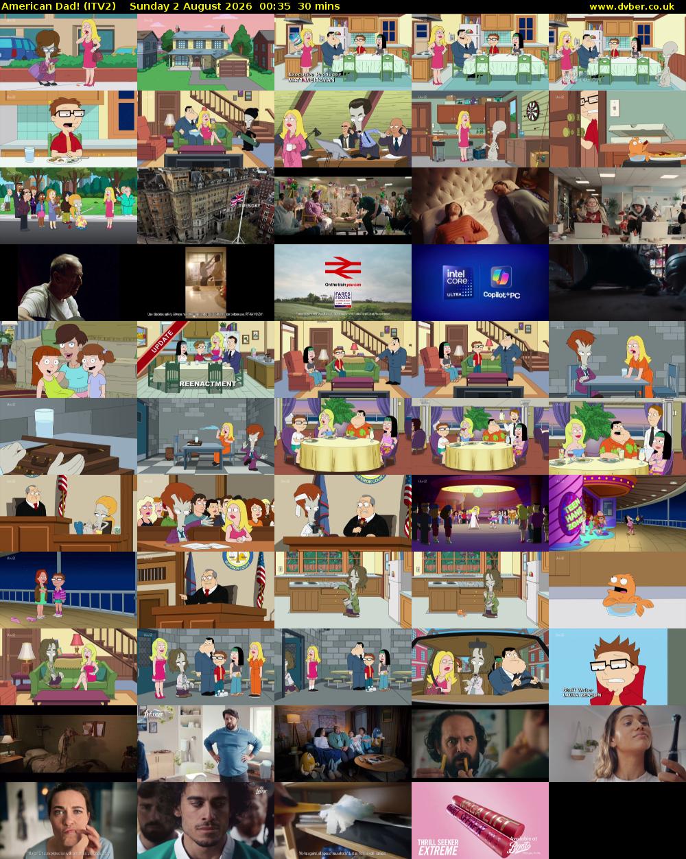 American Dad! (ITV2) Sunday 2 August 2026 00:35 - 01:05
