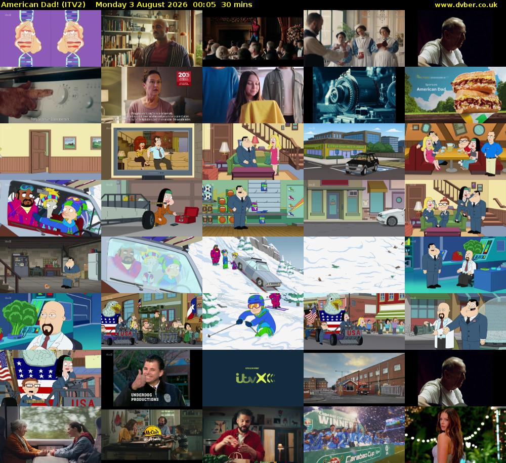 American Dad! (ITV2) Monday 3 August 2026 00:05 - 00:35