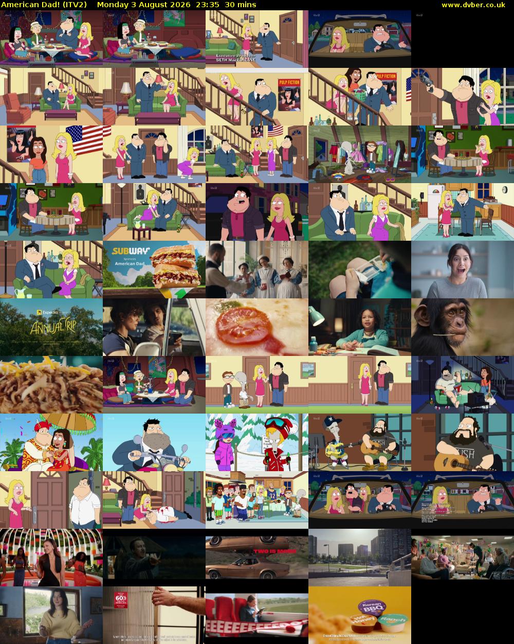 American Dad! (ITV2) Monday 3 August 2026 23:35 - 00:05