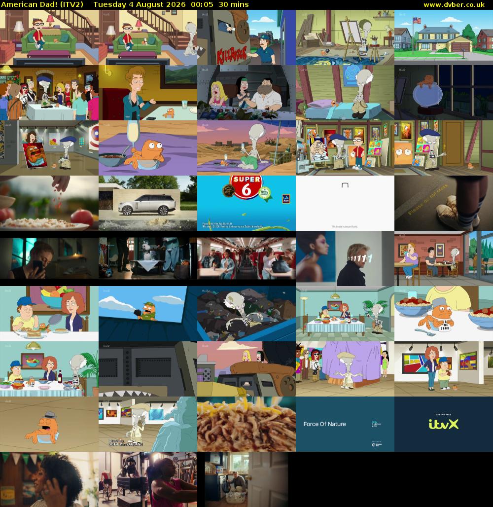 American Dad! (ITV2) Tuesday 4 August 2026 00:05 - 00:35