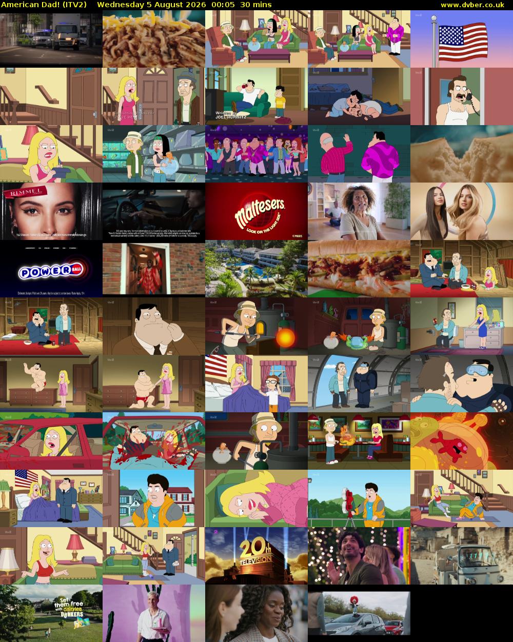 American Dad! (ITV2) Wednesday 5 August 2026 00:05 - 00:35
