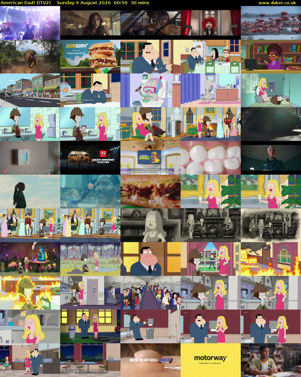 American Dad! (ITV2) Sunday 9 August 2026 00:50 - 01:20