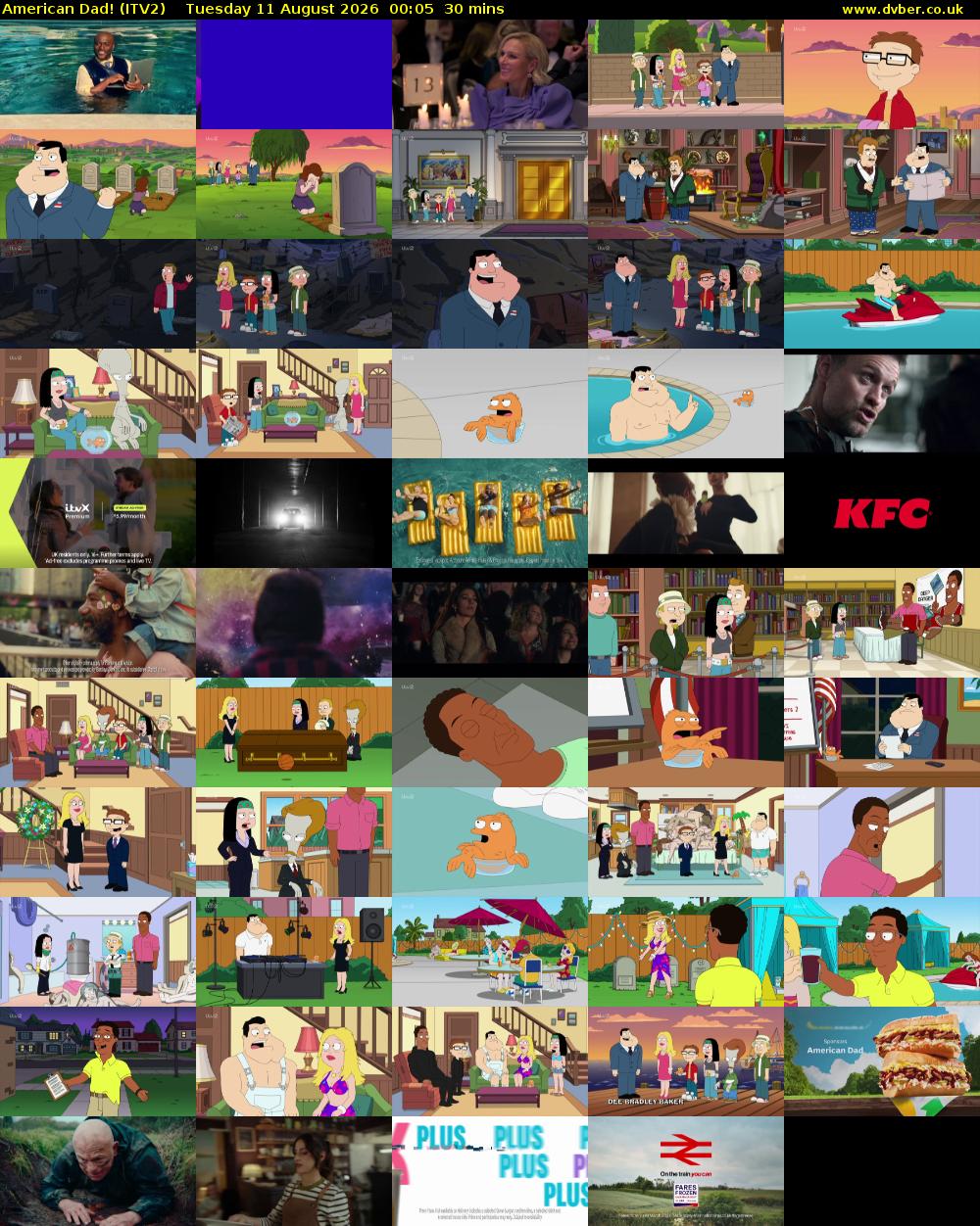 American Dad! (ITV2) Tuesday 11 August 2026 00:05 - 00:35