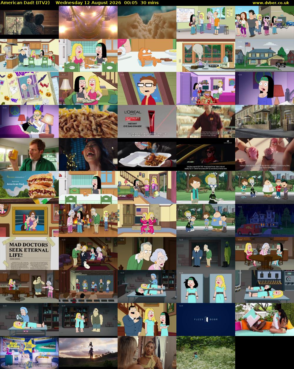 American Dad! (ITV2) Wednesday 12 August 2026 00:05 - 00:35