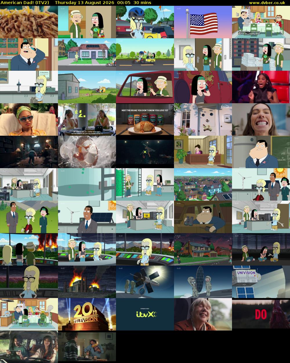 American Dad! (ITV2) Thursday 13 August 2026 00:05 - 00:35