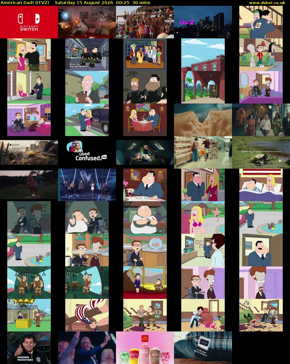 American Dad! (ITV2) Saturday 15 August 2026 00:25 - 00:55
