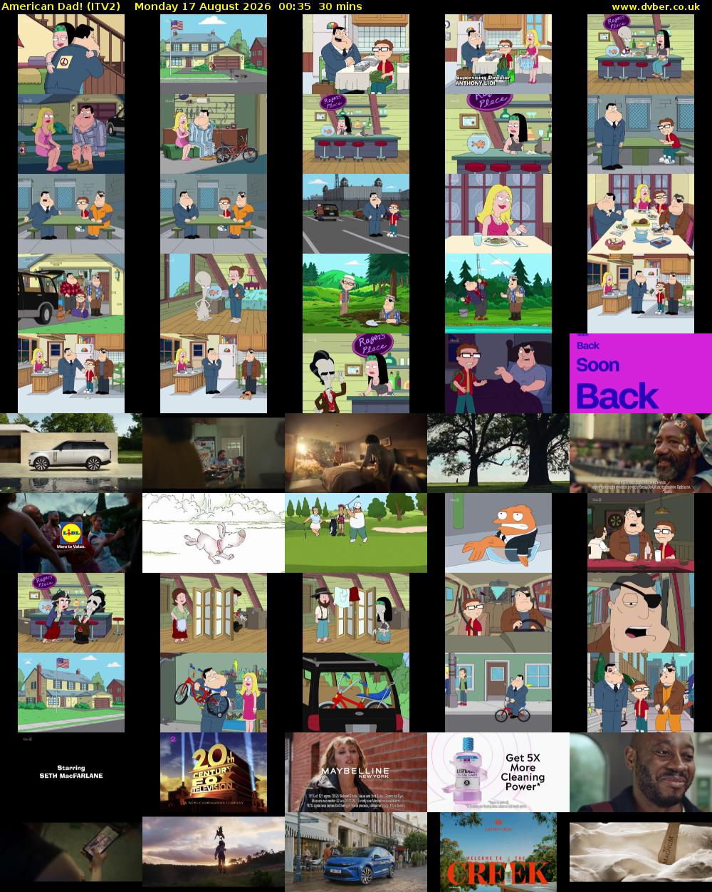 American Dad! (ITV2) Monday 17 August 2026 00:35 - 01:05