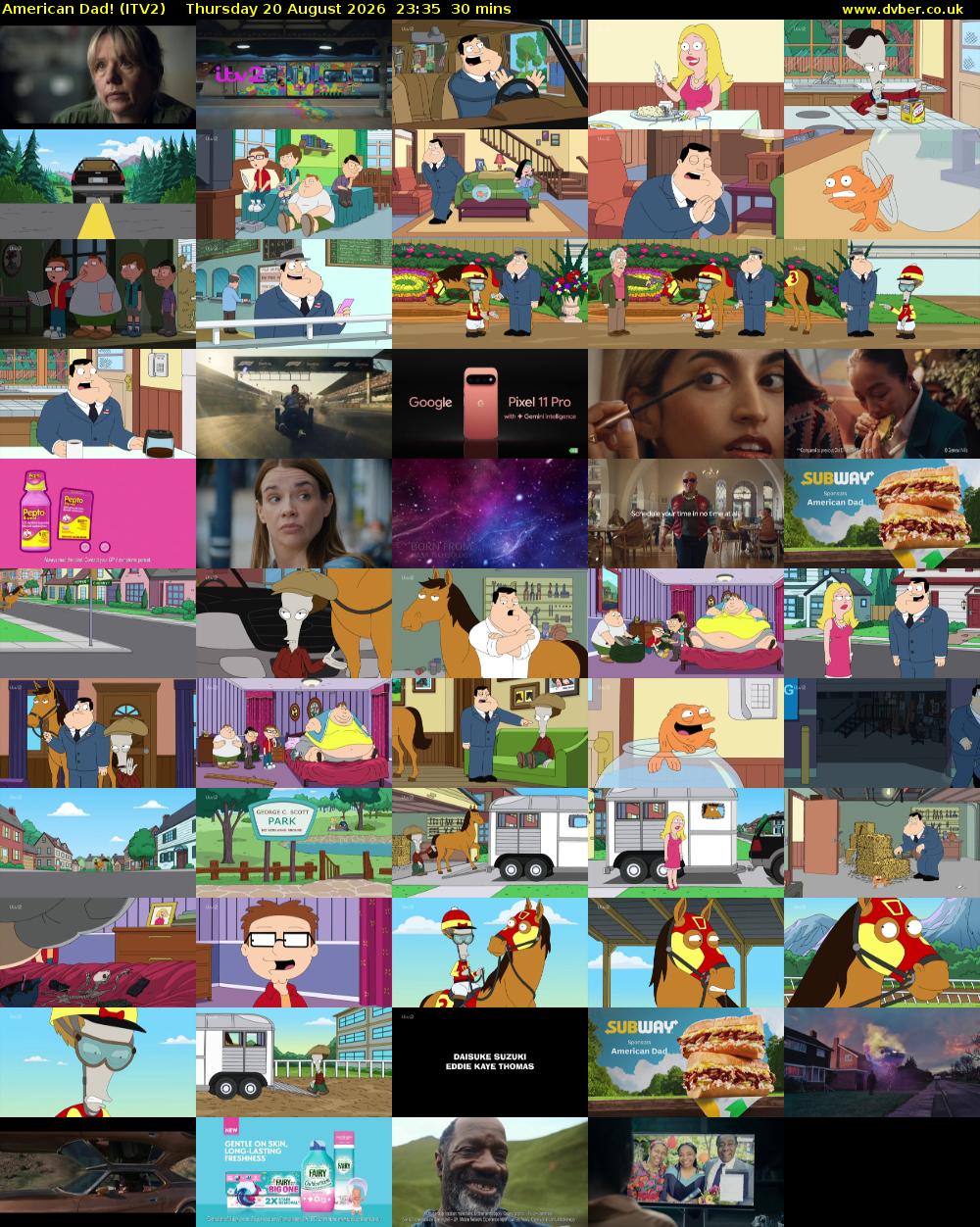 American Dad! (ITV2) Thursday 20 August 2026 23:35 - 00:05