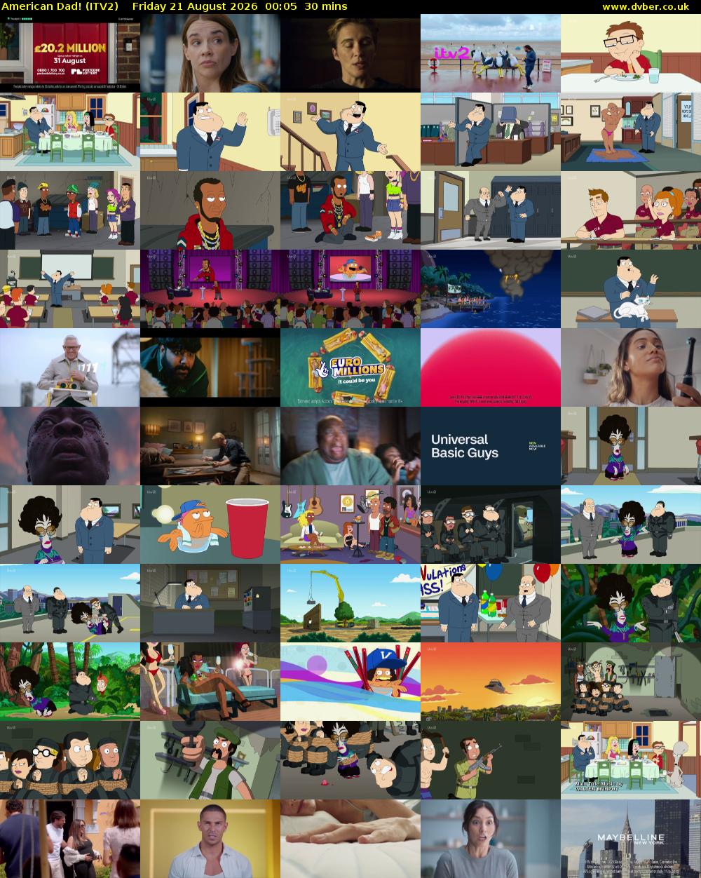 American Dad! (ITV2) Friday 21 August 2026 00:05 - 00:35