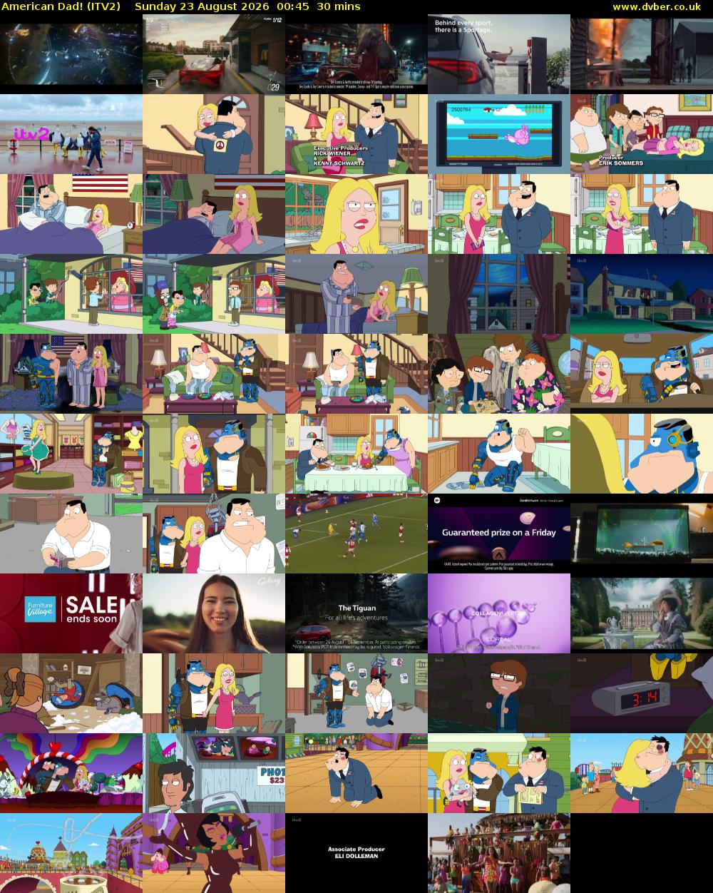 American Dad! (ITV2) Sunday 23 August 2026 00:45 - 01:15
