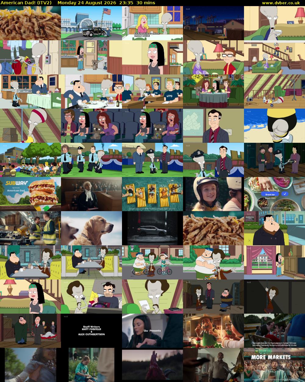 American Dad! (ITV2) Monday 24 August 2026 23:35 - 00:05