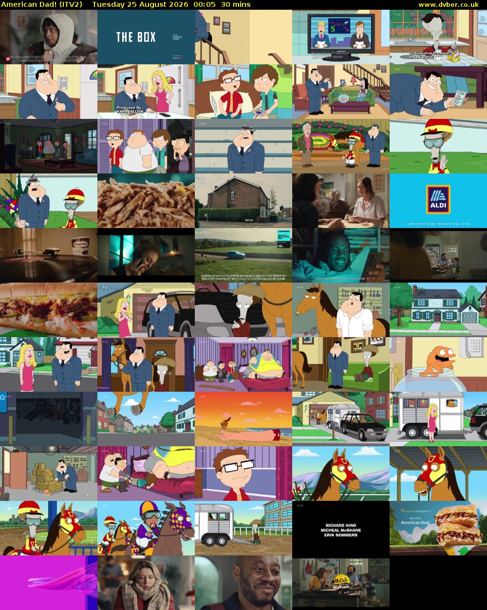 American Dad! (ITV2) Tuesday 25 August 2026 00:05 - 00:35
