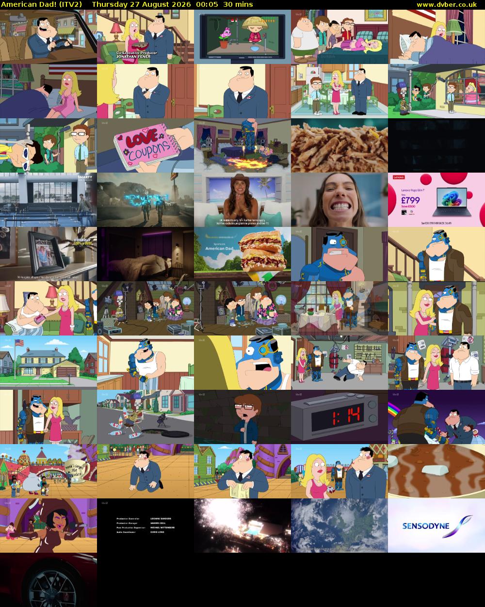 American Dad! (ITV2) Thursday 27 August 2026 00:05 - 00:35