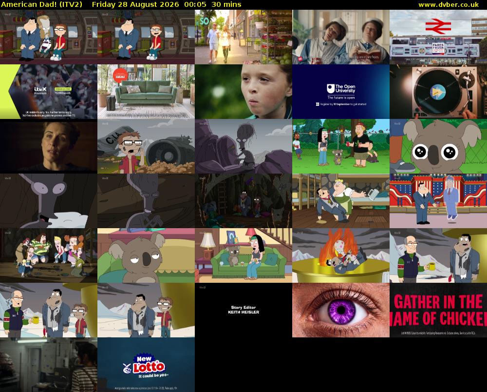American Dad! (ITV2) Friday 28 August 2026 00:05 - 00:35