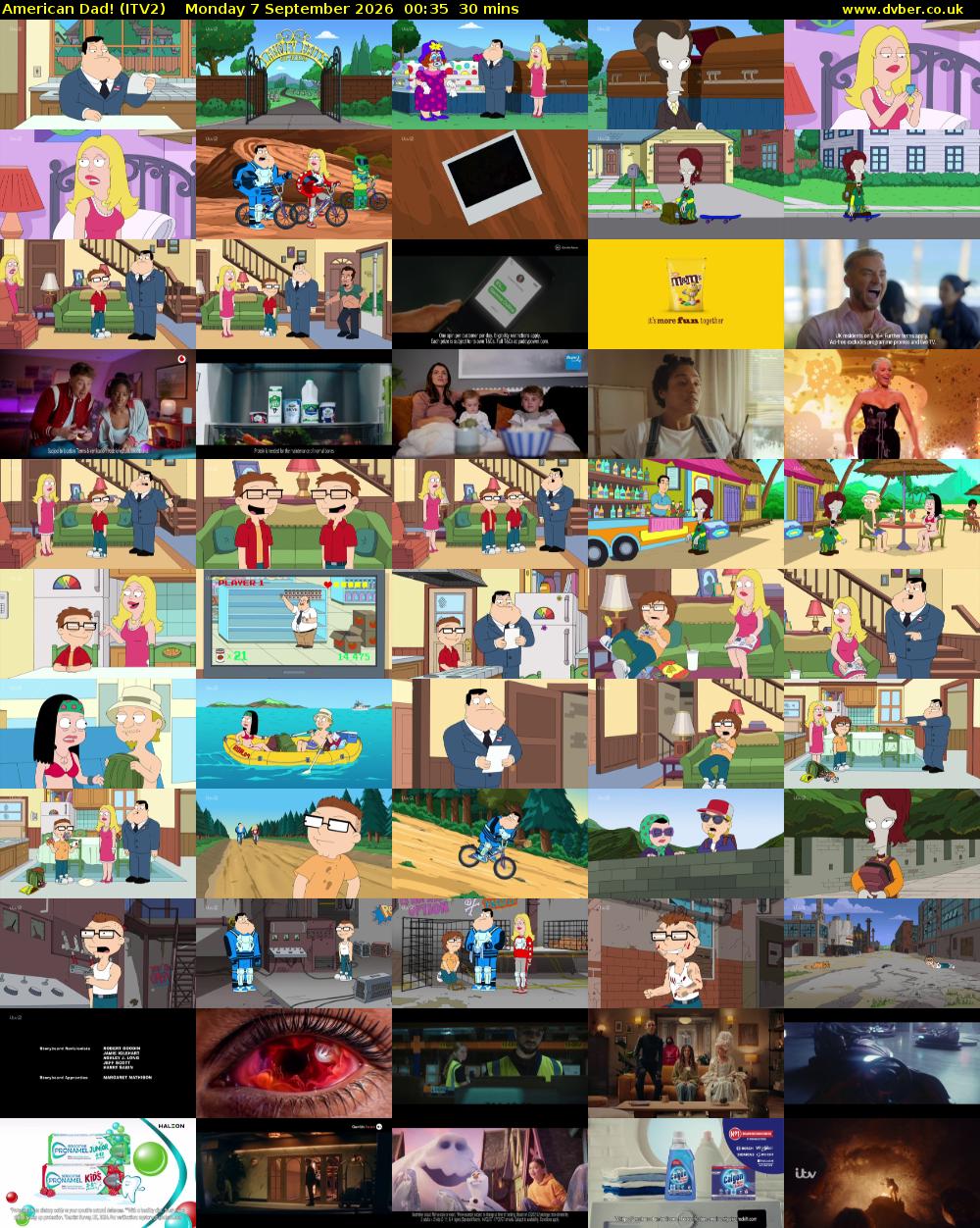 American Dad! (ITV2) Monday 7 September 2026 00:35 - 01:05