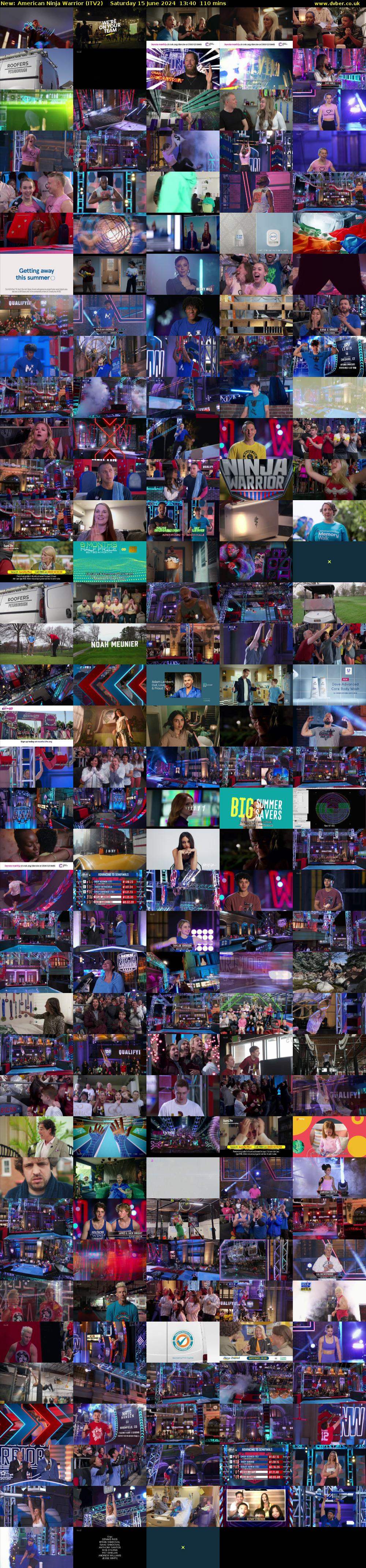 American Ninja Warrior (ITV2) Saturday 15 June 2024 13:40 - 15:30
