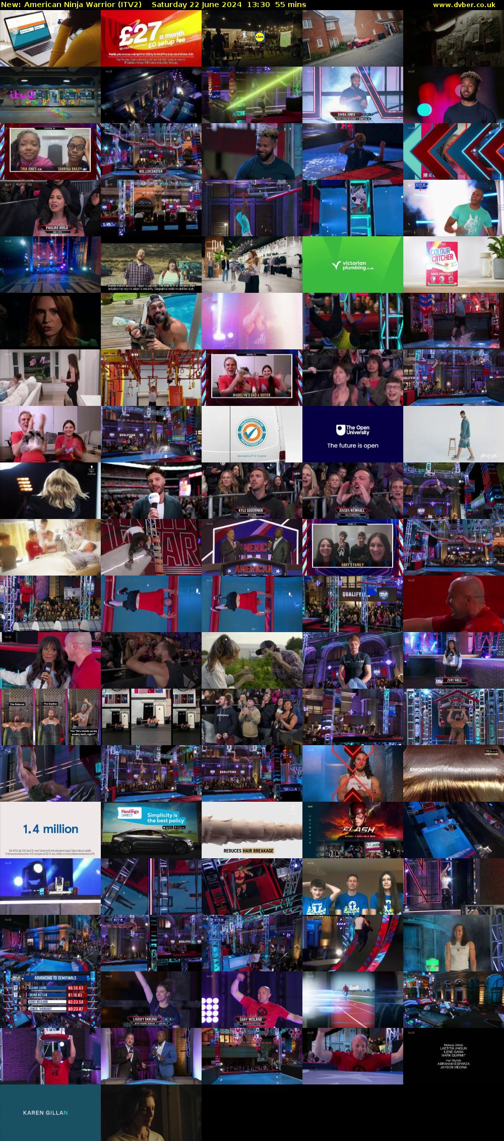 American Ninja Warrior (ITV2) Saturday 22 June 2024 13:30 - 14:25