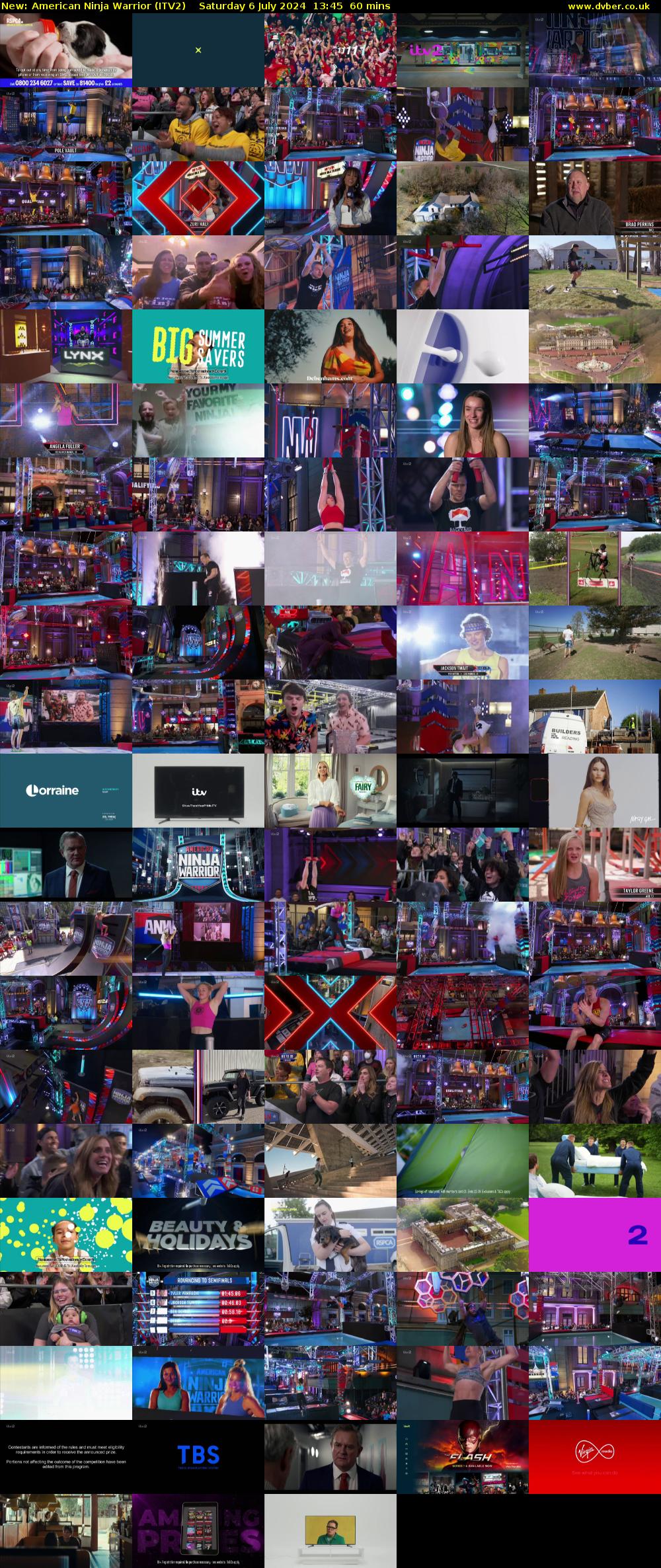 American Ninja Warrior (ITV2) Saturday 6 July 2024 13:45 - 14:45