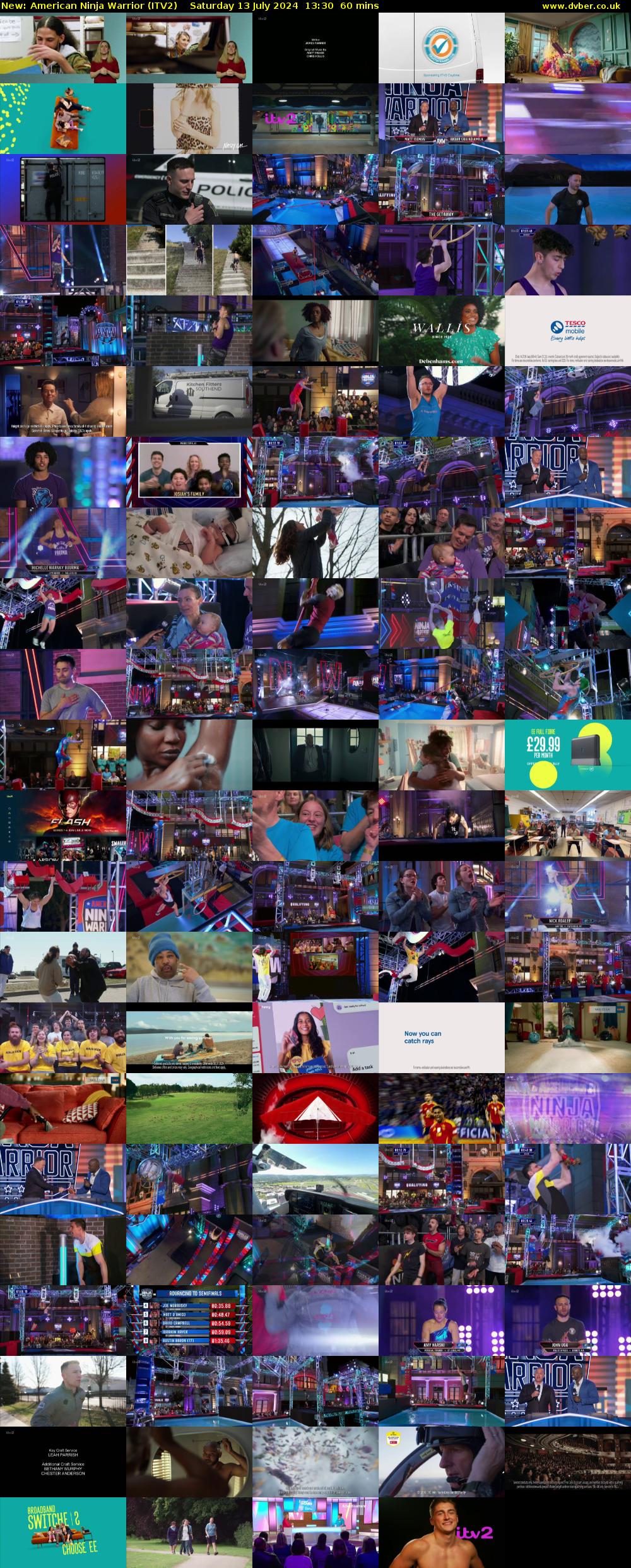 American Ninja Warrior (ITV2) Saturday 13 July 2024 13:30 - 14:30