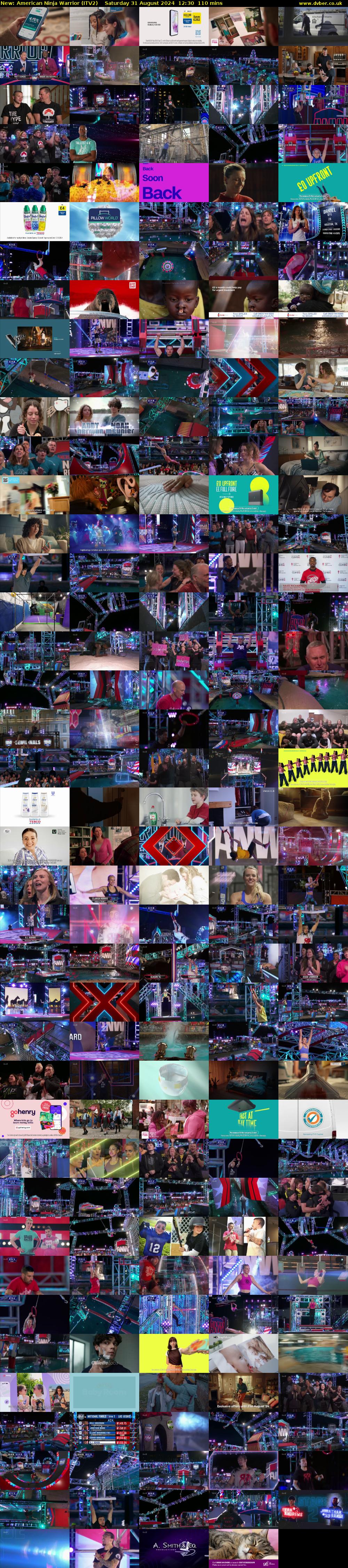 American Ninja Warrior (ITV2) Saturday 31 August 2024 12:30 - 14:20