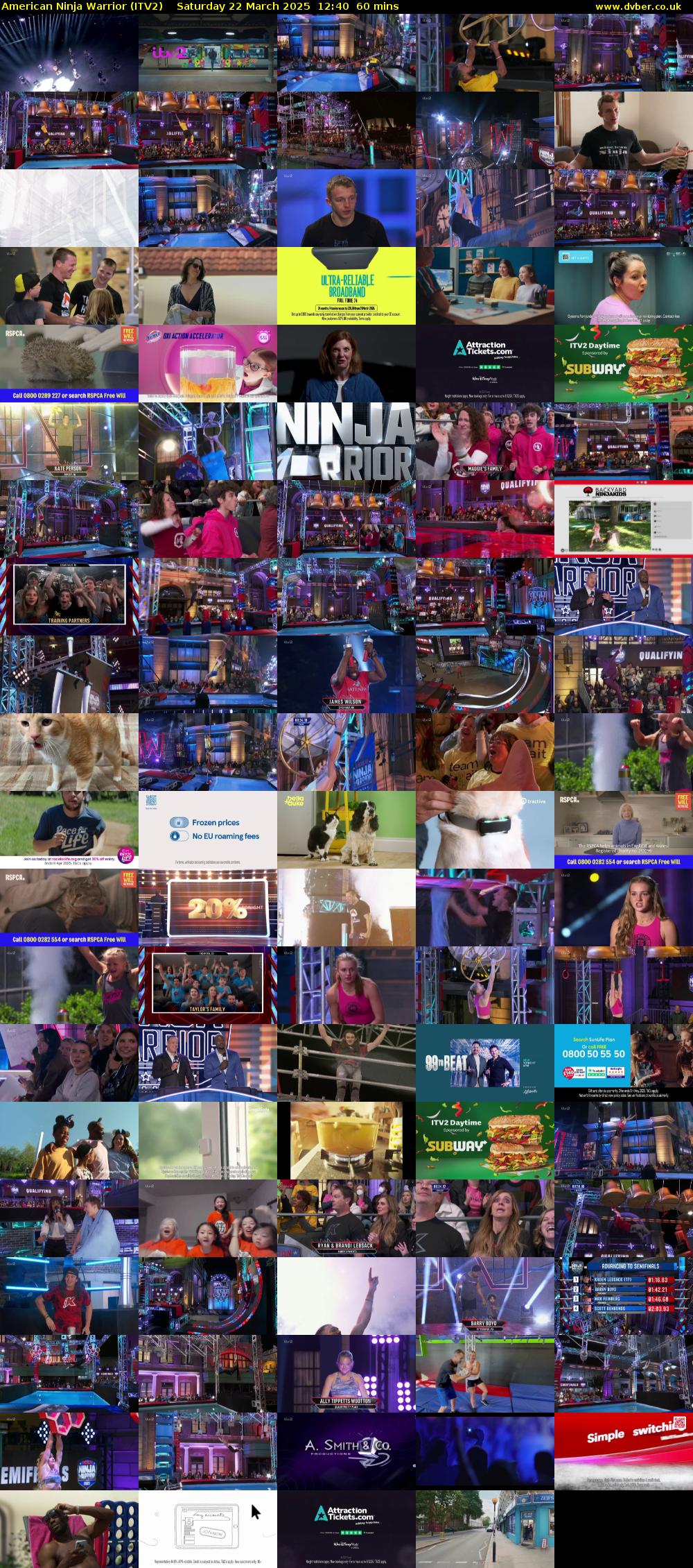 American Ninja Warrior (ITV2) Saturday 22 March 2025 12:40 - 13:40
