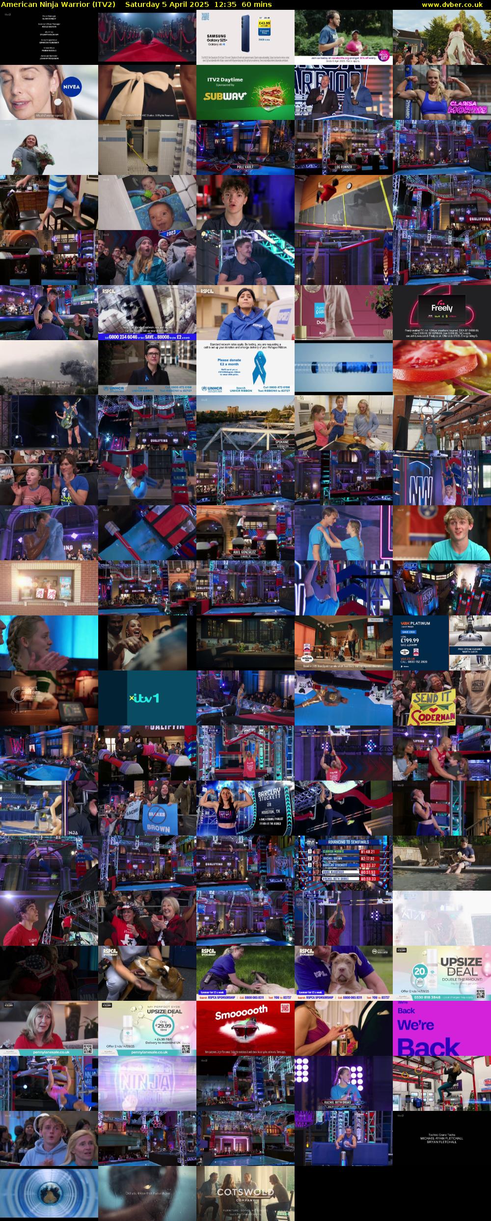 American Ninja Warrior (ITV2) Saturday 5 April 2025 12:35 - 13:35