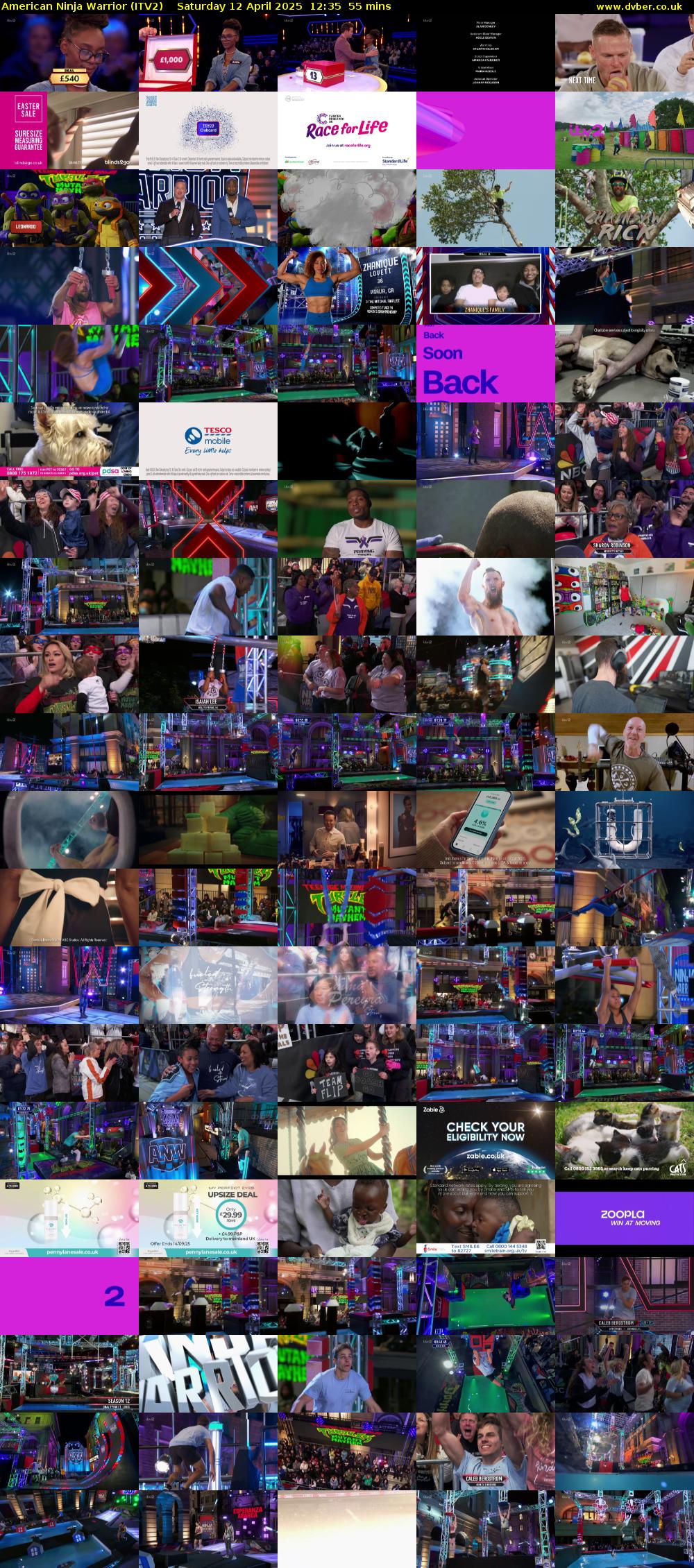 American Ninja Warrior (ITV2) Saturday 12 April 2025 12:35 - 13:30