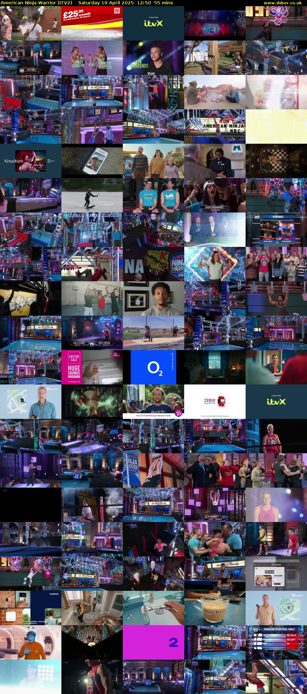 American Ninja Warrior (ITV2) Saturday 19 April 2025 12:50 - 13:45