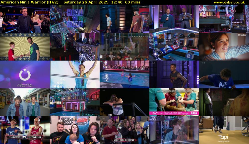 American Ninja Warrior (ITV2) Saturday 26 April 2025 12:40 - 13:40