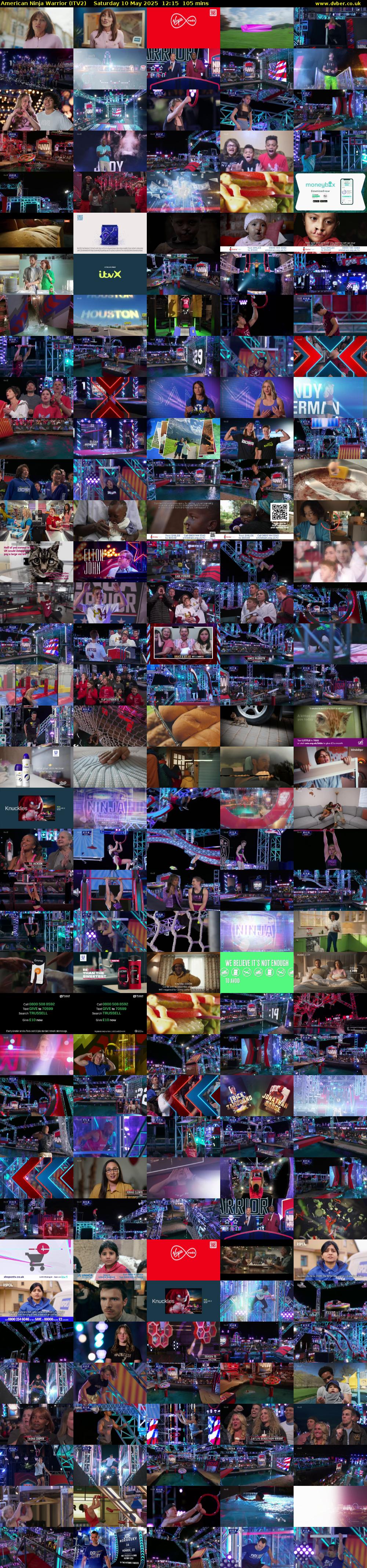 American Ninja Warrior (ITV2) Saturday 10 May 2025 12:15 - 14:00