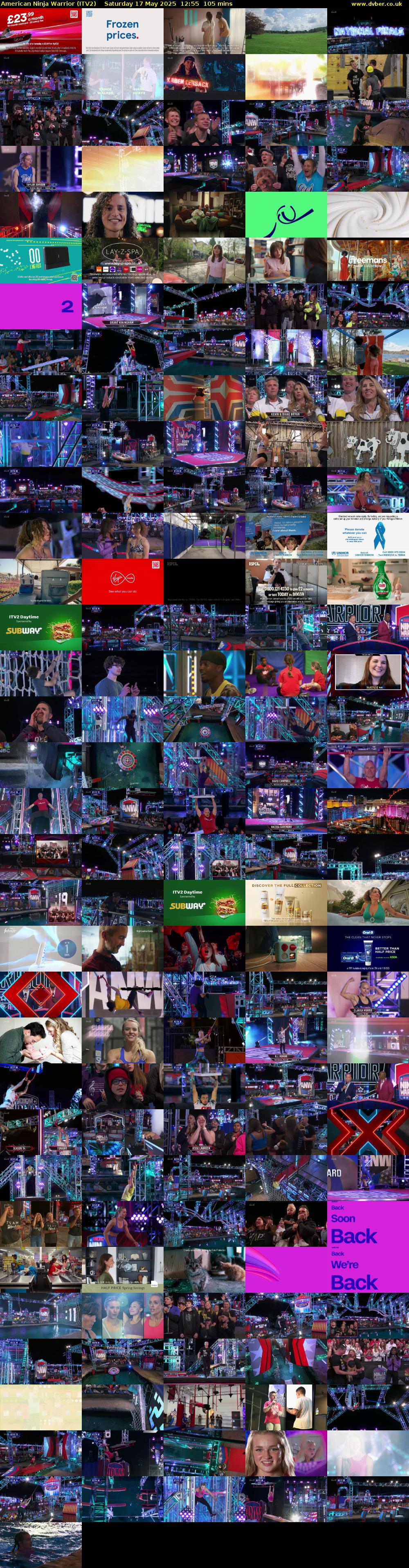 American Ninja Warrior (ITV2) Saturday 17 May 2025 12:55 - 14:40