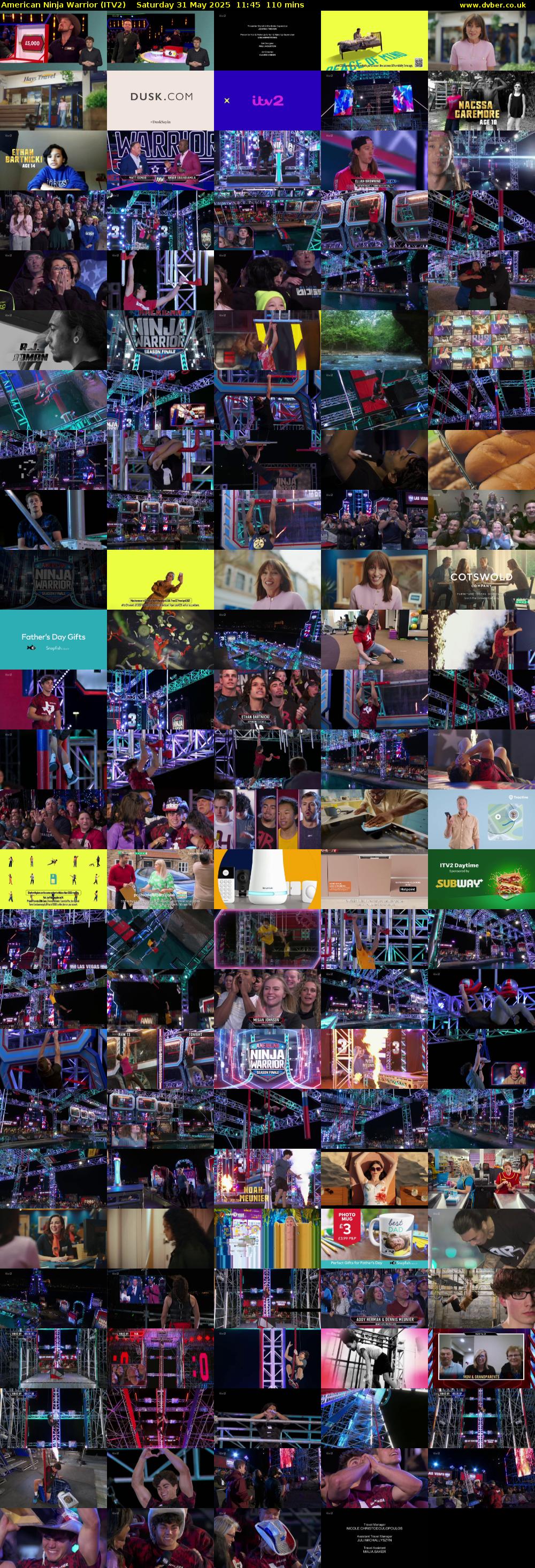 American Ninja Warrior (ITV2) Saturday 31 May 2025 11:45 - 13:35