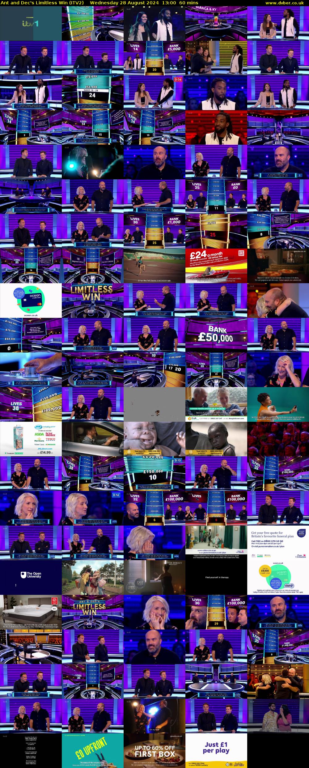 Ant and Dec's Limitless Win (ITV2) Wednesday 28 August 2024 13:00 - 14:00