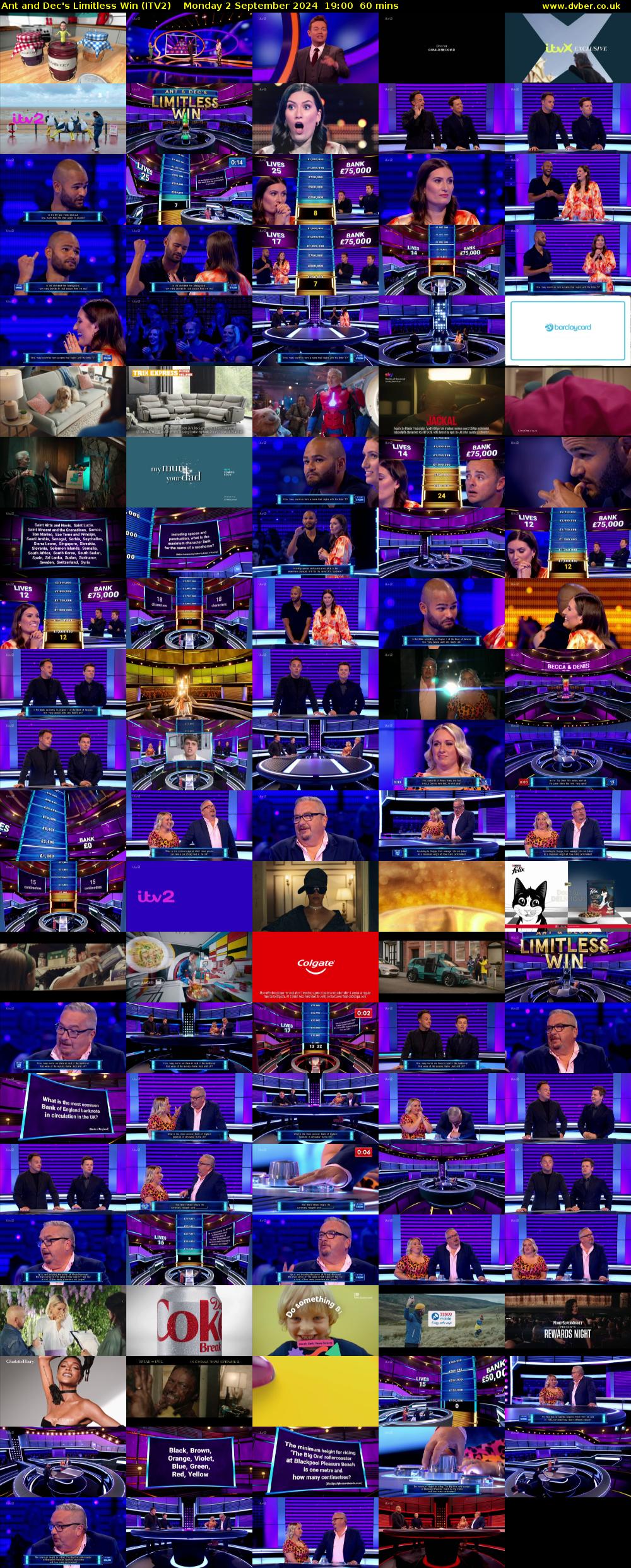 Ant and Dec's Limitless Win (ITV2) Monday 2 September 2024 19:00 - 20:00