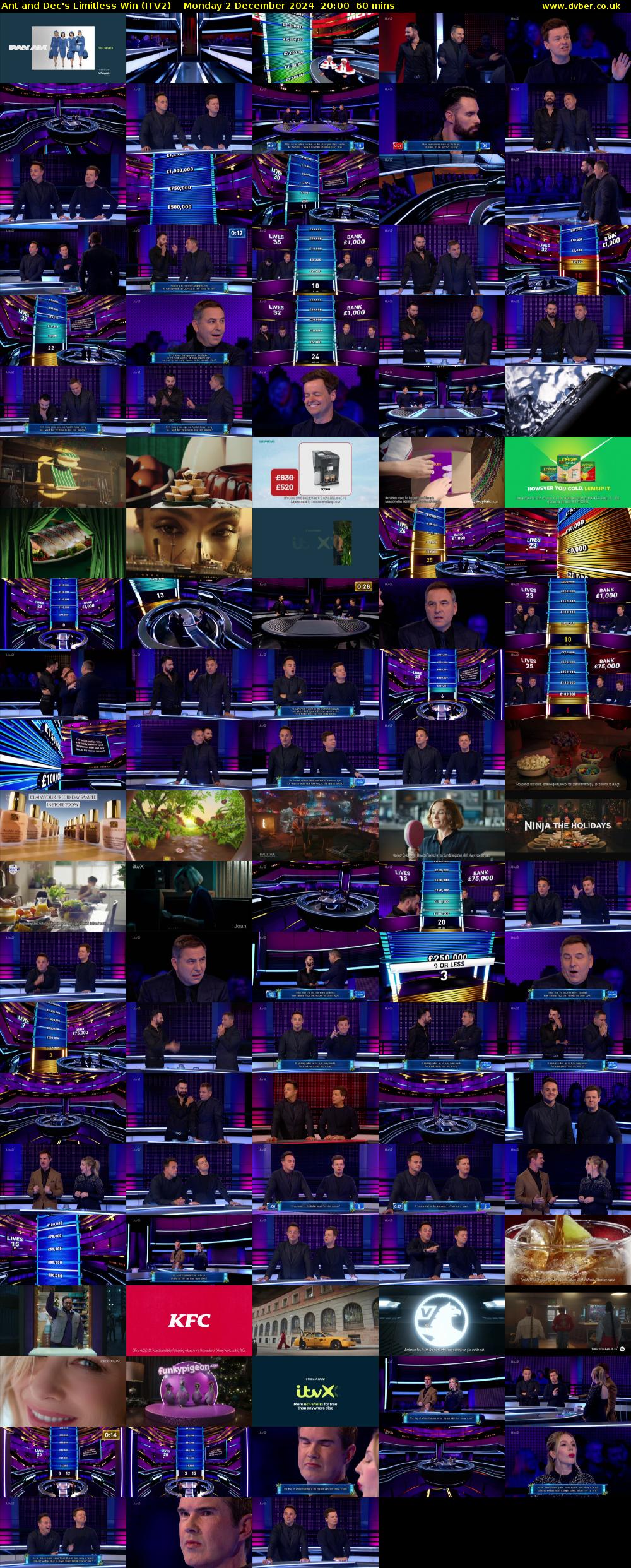 Ant and Dec's Limitless Win (ITV2) Monday 2 December 2024 20:00 - 21:00
