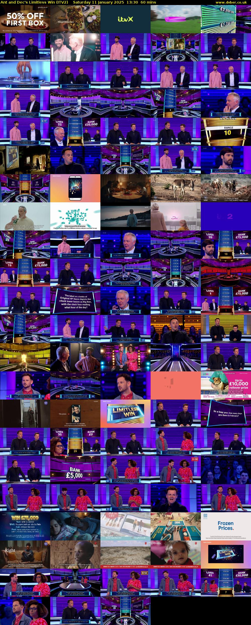 Ant and Dec's Limitless Win (ITV2) Saturday 11 January 2025 13:30 - 14:30