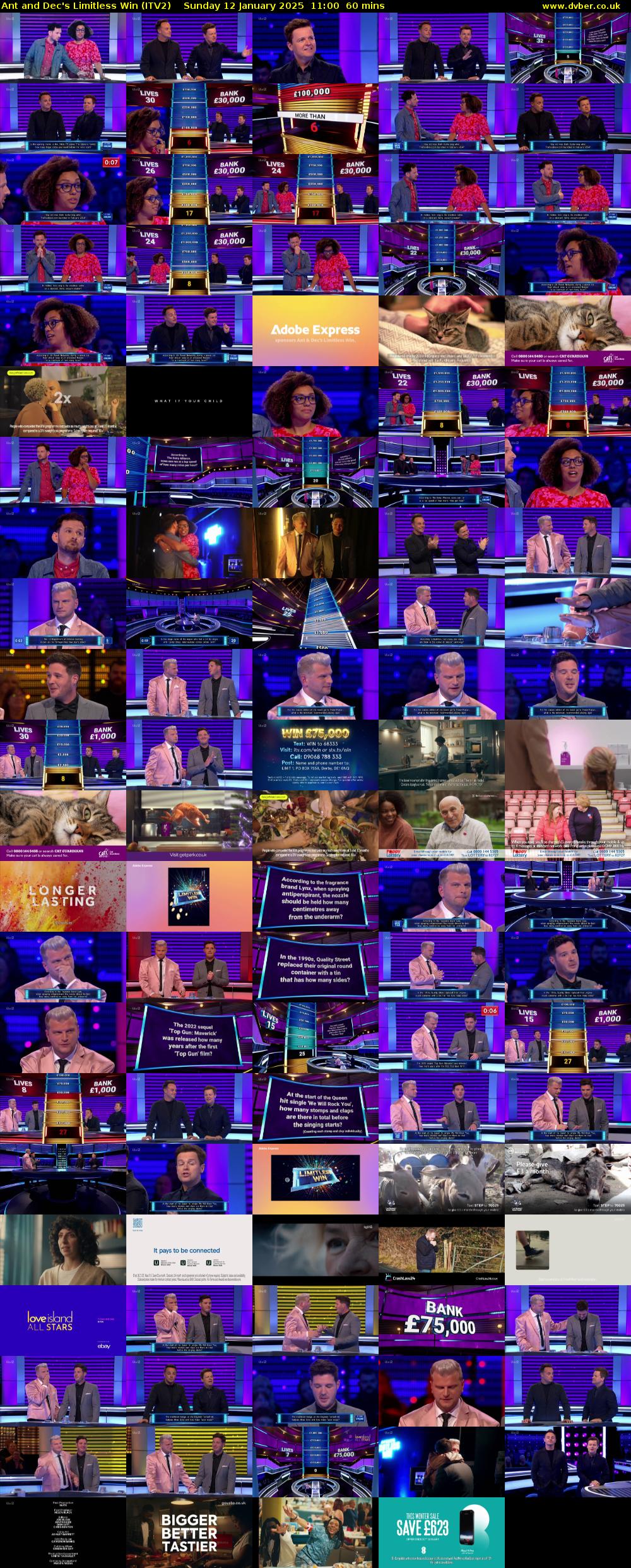 Ant and Dec's Limitless Win (ITV2) Sunday 12 January 2025 11:00 - 12:00