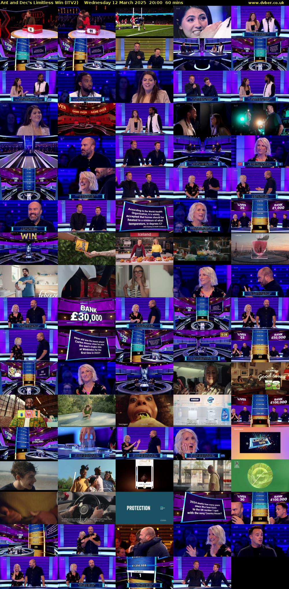 Ant and Dec's Limitless Win (ITV2) Wednesday 12 March 2025 20:00 - 21:00