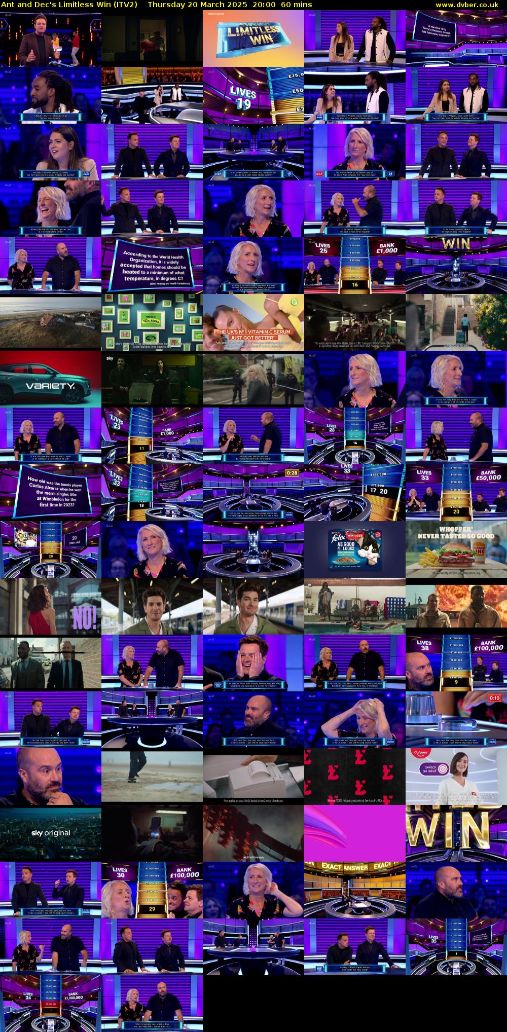 Ant and Dec's Limitless Win (ITV2) Thursday 20 March 2025 20:00 - 21:00