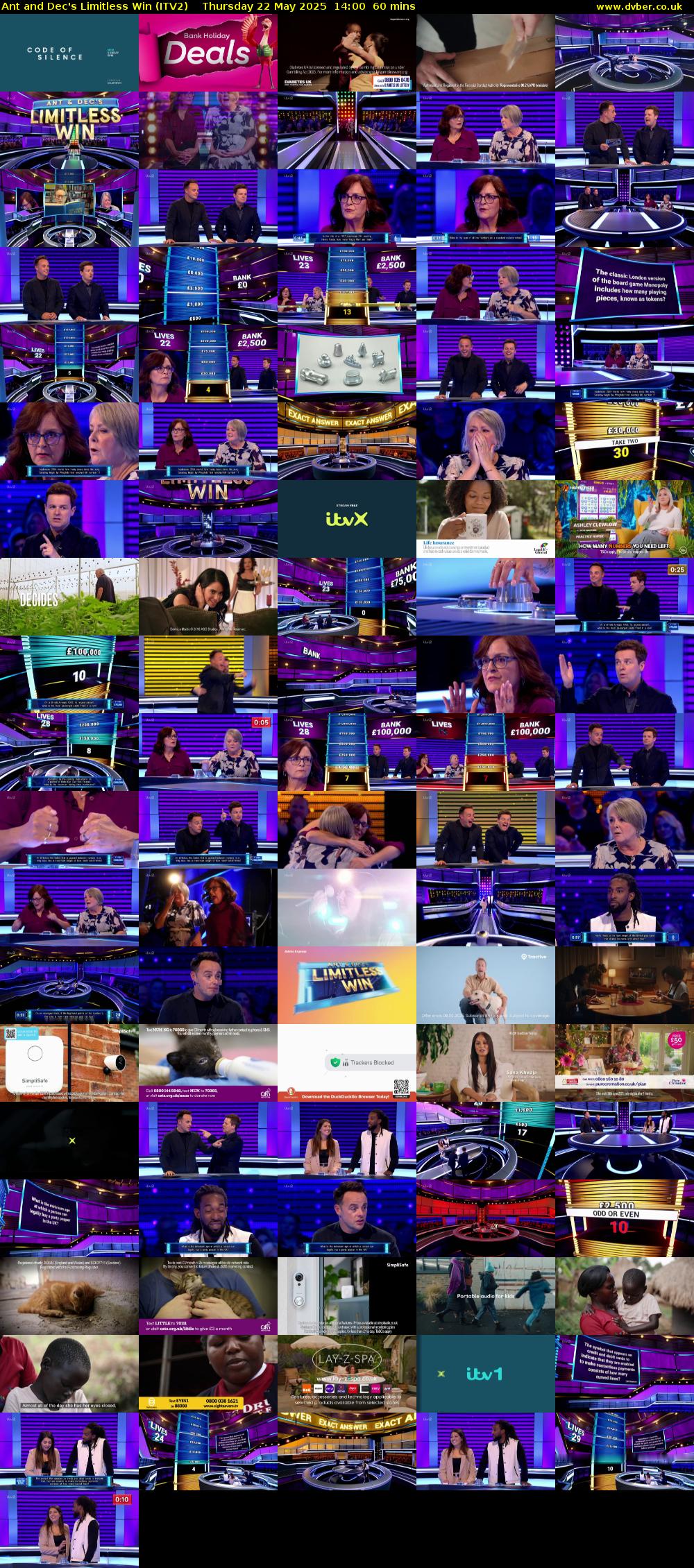 Ant and Dec's Limitless Win (ITV2) Thursday 22 May 2025 14:00 - 15:00