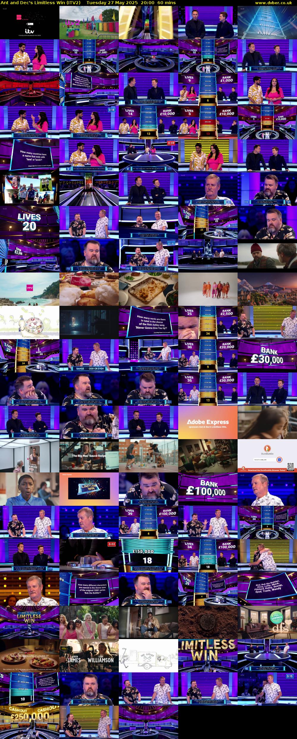 Ant and Dec's Limitless Win (ITV2) Tuesday 27 May 2025 20:00 - 21:00