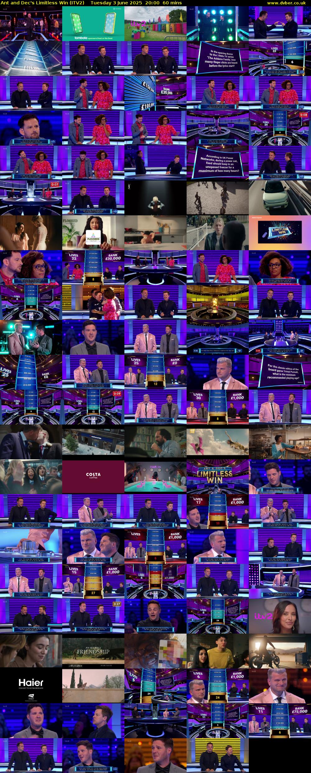 Ant and Dec's Limitless Win (ITV2) Tuesday 3 June 2025 20:00 - 21:00